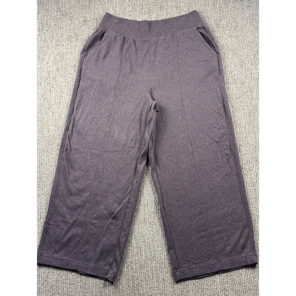 Pact Womens L Airplane Pintuck Wide Leg Pant Pull On Organic Cotton Brown